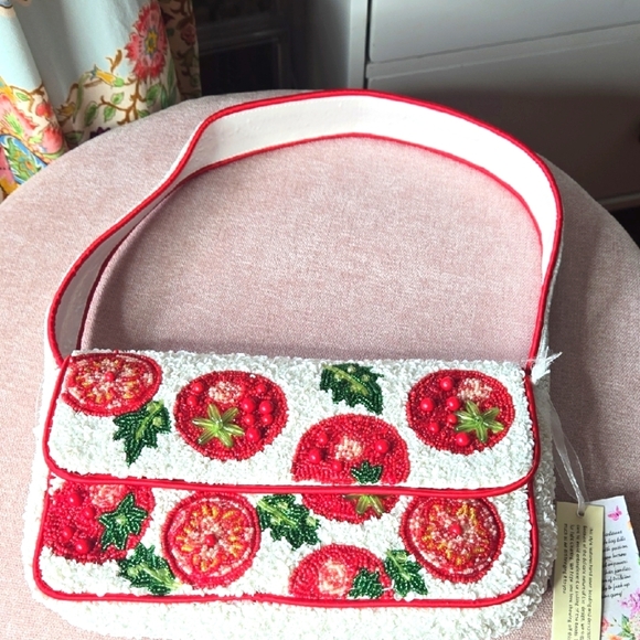Hand Crafted Handbags - NWT Indian Tomato Beaded Shoulder Bag